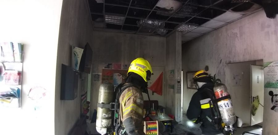 حريق في مبنى المركز الجماهيري في بلدة مشيرفة